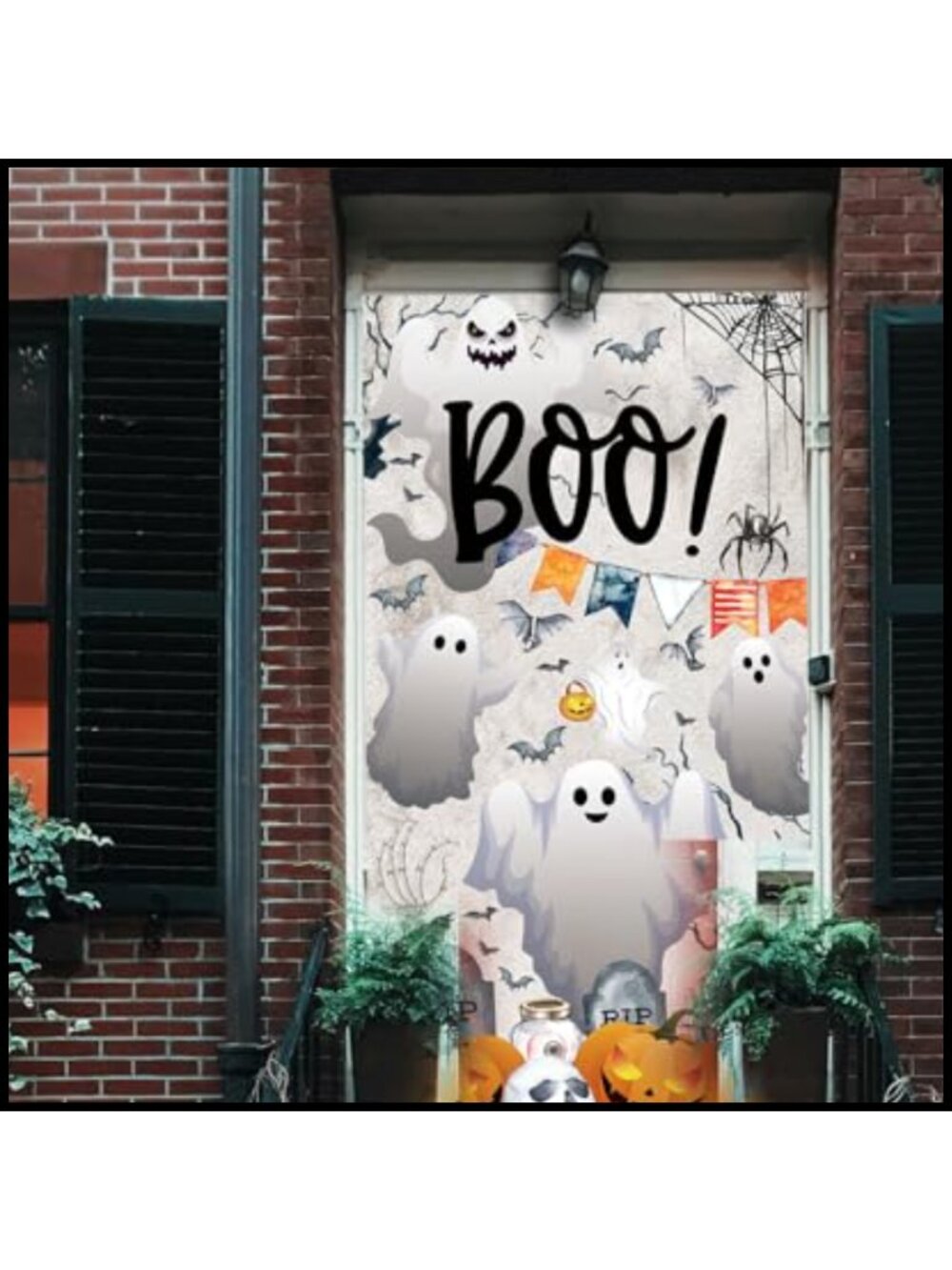 Halloween Door Cover 70.87x35.43 Inch Scary Polyester Poster